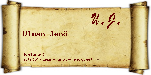 Ulman Jenő névjegykártya